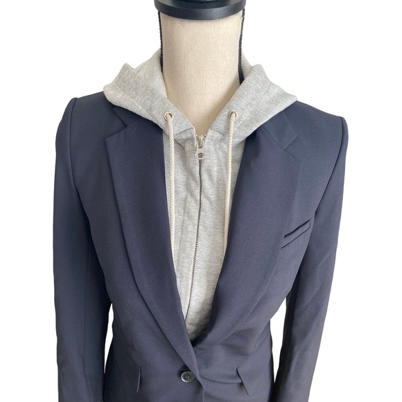 Veronica Beard Wool Navy Classic Dickey Blazer Jacket Hoodie Dickey Set Size XS - Picture 7 of 9